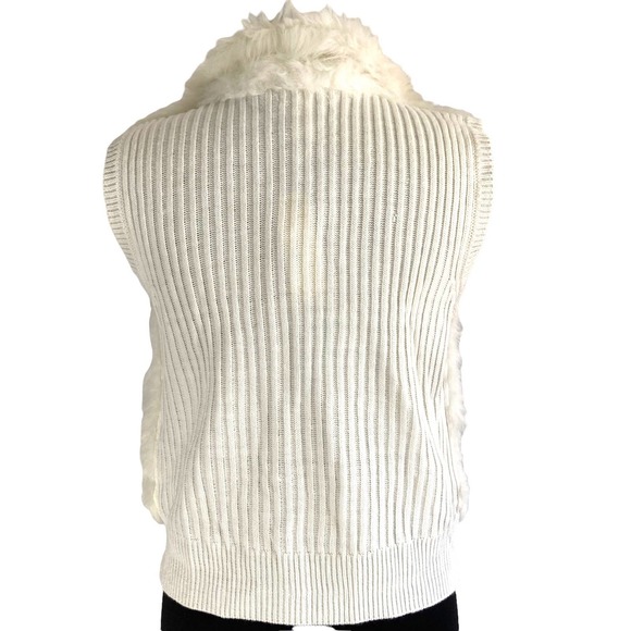 Arizona Jeans Co. Cream Faux Fur/Rib Knit Vest Size XL NWT - Picture 4 of 9